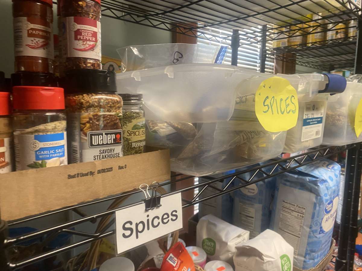 Spices shelf in the Sloss Center Resource Room
